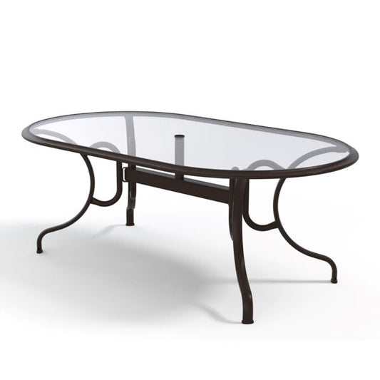 Telescope Casual 75 X 43 Inch Oval Aluminum Dining Table With Glass Top & Graphite